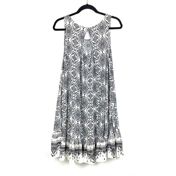 Suzanne Betro Sleeveless Ruffle Swing Dress Medium Black & White - Picture 2 of 8